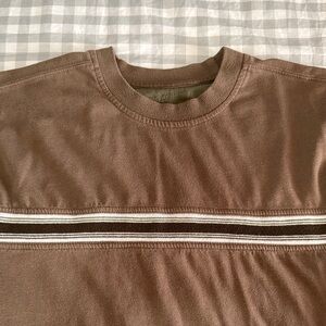 Brown Striped Crewneck T-Shirt
